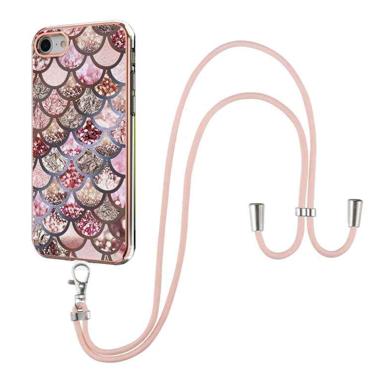 Electroplating Pattern IMD TPU Shockproof Case with Neck Lanyard, For iPhone 11 Pro, For iPhone 11 Pro Max, For iPhone XS / X, For iPhone XR, For iPhone XS Max, For iPhone SE 2022 / SE 2020 / 8 / 7, For iPhone 8 Plus / 7 Plus