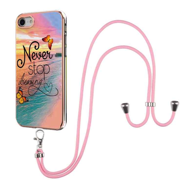 Electroplating Pattern IMD TPU Shockproof Case with Neck Lanyard, For iPhone 11 Pro, For iPhone 11 Pro Max, For iPhone XS / X, For iPhone XR, For iPhone XS Max, For iPhone SE 2022 / SE 2020 / 8 / 7, For iPhone 8 Plus / 7 Plus