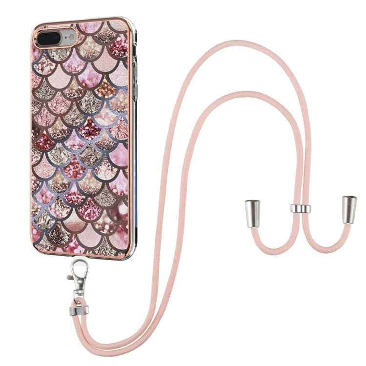 Electroplating Pattern IMD TPU Shockproof Case with Neck Lanyard, For iPhone 11 Pro, For iPhone 11 Pro Max, For iPhone XS / X, For iPhone XR, For iPhone XS Max, For iPhone SE 2022 / SE 2020 / 8 / 7, For iPhone 8 Plus / 7 Plus