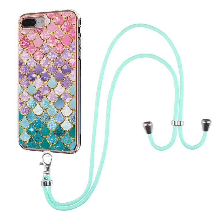 Electroplating Pattern IMD TPU Shockproof Case with Neck Lanyard, For iPhone 11 Pro, For iPhone 11 Pro Max, For iPhone XS / X, For iPhone XR, For iPhone XS Max, For iPhone SE 2022 / SE 2020 / 8 / 7, For iPhone 8 Plus / 7 Plus