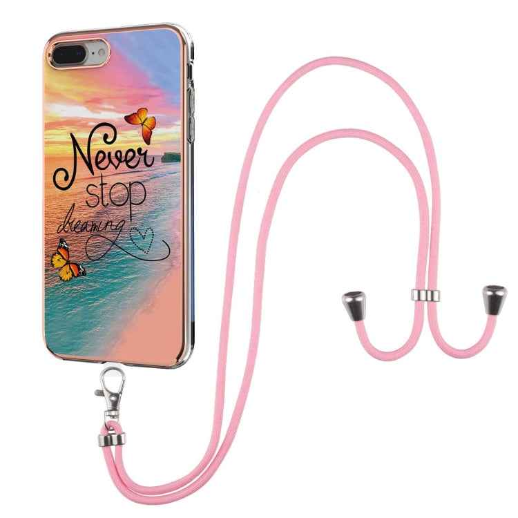 Electroplating Pattern IMD TPU Shockproof Case with Neck Lanyard, For iPhone 11 Pro, For iPhone 11 Pro Max, For iPhone XS / X, For iPhone XR, For iPhone XS Max, For iPhone SE 2022 / SE 2020 / 8 / 7, For iPhone 8 Plus / 7 Plus