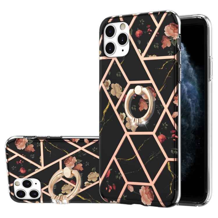Electroplating Splicing Marble Flower Pattern TPU Shockproof Case with Rhinestone Ring Holder, For iPhone 13 mini, For iPhone 13, For iPhone 13 Pro, For iPhone 13 Pro Max, For iPhone 12 mini, For iPhone 12 / 12 Pro, For iPhone 12 Pro Max, For iPhone 11...