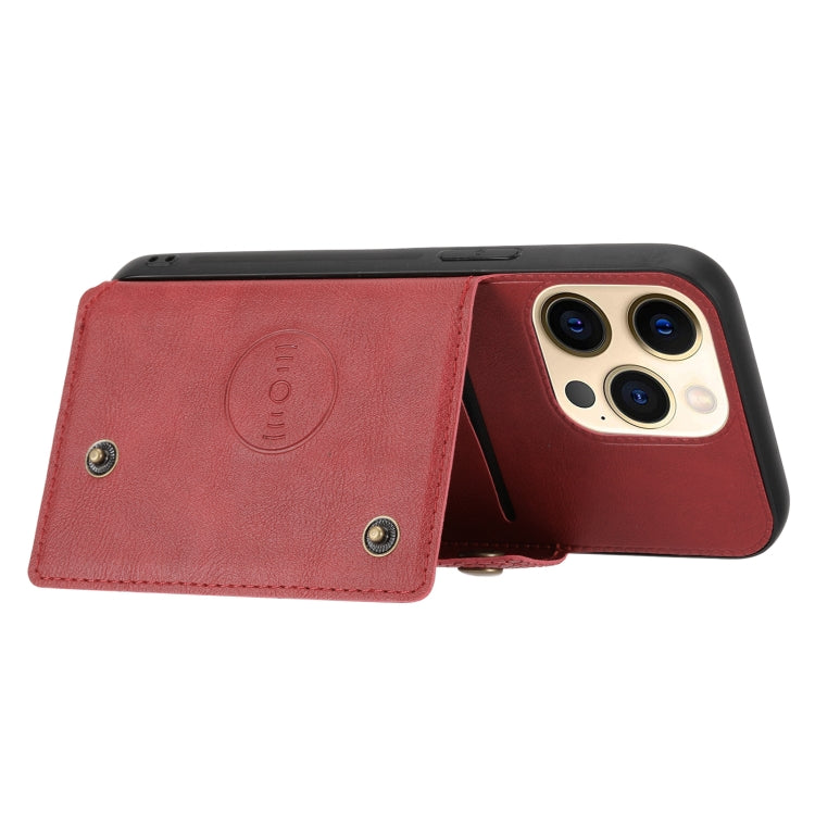 Double Buckle PU + TPU Shockproof Magnetic Protective Case with Card Slot & Holder, For iPhone 13 mini, For iPhone 13, For iPhone 13 Pro, For iPhone 13 Pro Max