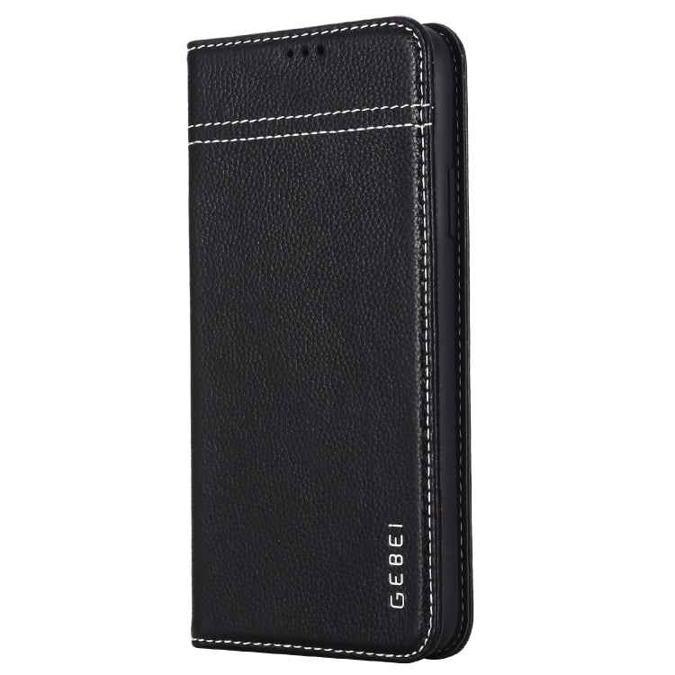 GEBEI Top-grain Leather Horizontal Flip Protective Case with Holder & Card Slots