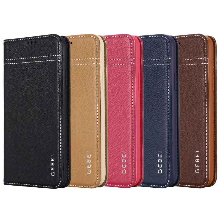 GEBEI Top-grain Leather Horizontal Flip Protective Case with Holder & Card Slots