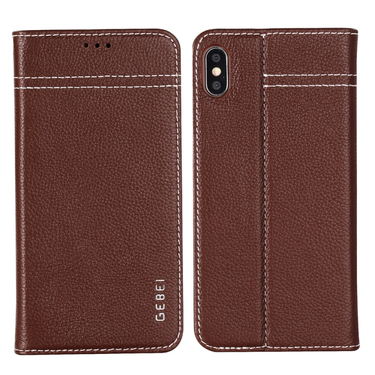 GEBEI Top-grain Leather Horizontal Flip Protective Case with Holder & Card Slots, For iPhone 11, For iPhone 11 Pro, For iPhone 11 Pro Max, For iPhone XS / X, For iPhone XR, For iPhone XS Max, For Galaxy Note 10, For Galaxy Note 10+