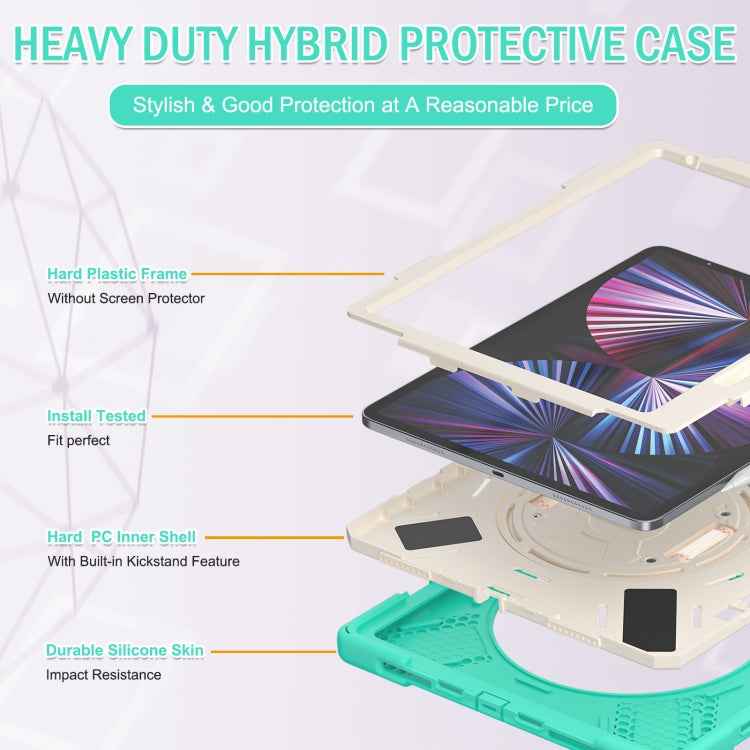 Rotatable Holder Silicone Hybrid PC Tablet Case with Shoulder Strap, For iPad Pro 12.9 2022 / 2021