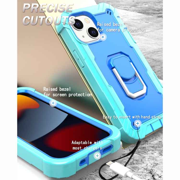 PC + Rubber 3-layers Shockproof Protective Case with Rotating Holder, For iPhone 13 mini, For iPhone 13, For iPhone 13 Pro, For iPhone 13 Pro Max