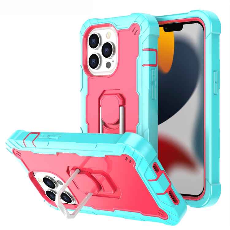 PC + Rubber 3-layers Shockproof Protective Case with Rotating Holder, For iPhone 13 mini, For iPhone 13, For iPhone 13 Pro, For iPhone 13 Pro Max