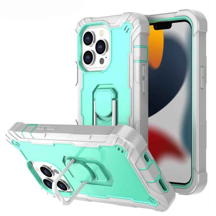 PC + Rubber 3-layers Shockproof Protective Case with Rotating Holder, For iPhone 13 mini, For iPhone 13, For iPhone 13 Pro, For iPhone 13 Pro Max