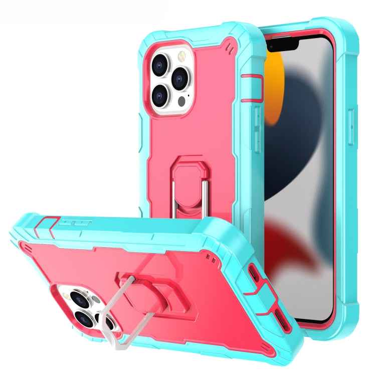 PC + Rubber 3-layers Shockproof Protective Case with Rotating Holder, For iPhone 13 mini, For iPhone 13, For iPhone 13 Pro, For iPhone 13 Pro Max