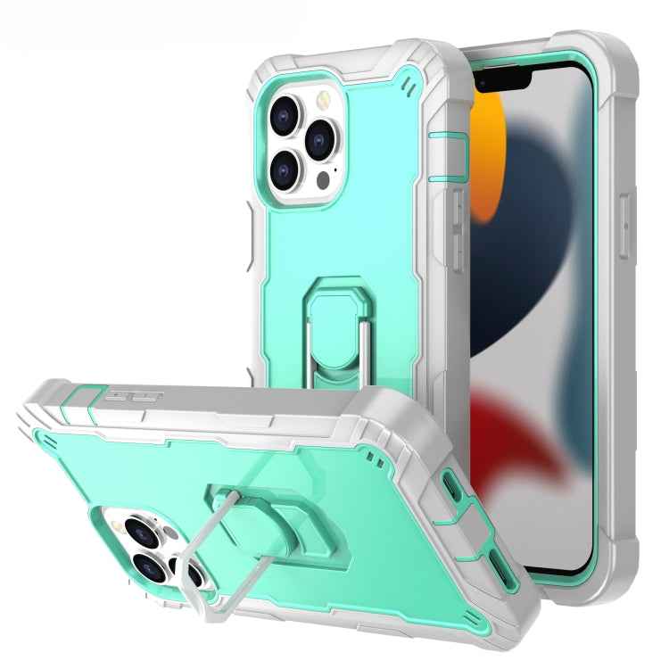 PC + Rubber 3-layers Shockproof Protective Case with Rotating Holder, For iPhone 13 mini, For iPhone 13, For iPhone 13 Pro, For iPhone 13 Pro Max