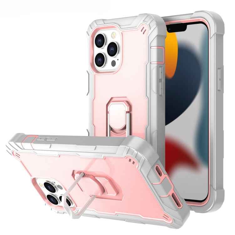 PC + Rubber 3-layers Shockproof Protective Case with Rotating Holder, For iPhone 13 mini, For iPhone 13, For iPhone 13 Pro, For iPhone 13 Pro Max