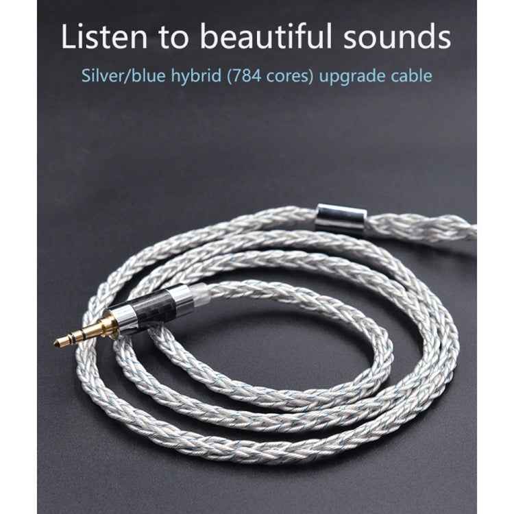 KZ 3.5mm Plug 784-core Blue Silver Mixed Braided Silver-plated Earphone Upgrade Cable For KZ ZS10 Pro / DQ6 / ASX, Cable Length: 1.2m