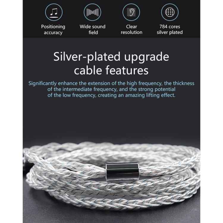 KZ 3.5mm Plug 784-core Blue Silver Mixed Braided Silver-plated Earphone Upgrade Cable For KZ ZS10 Pro / DQ6 / ASX, Cable Length: 1.2m