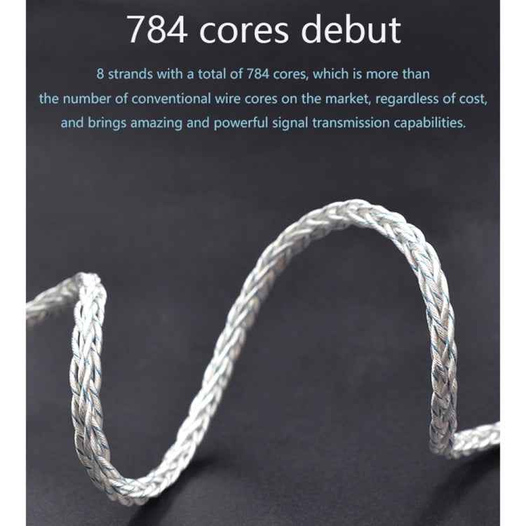 KZ 3.5mm Plug 784-core Blue Silver Mixed Braided Silver-plated Earphone Upgrade Cable For KZ ZS10 Pro / DQ6 / ASX, Cable Length: 1.2m