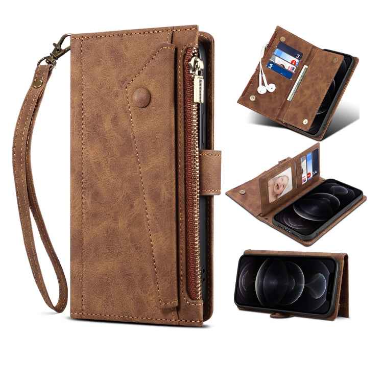 Retro Frosted Horizontal Flip Leather Case with Holder & Card Slot & Wallet & Zipper Pocket & Lanyard, For iPhone XS Max, For iPhone SE 2022 / SE 2020 & 8 & 7, For iPhone 6 & 6s, For iPhone 8 Plus & 7 Plus, For iPhone 6 Plus & 6s Plus, For iPhone 11