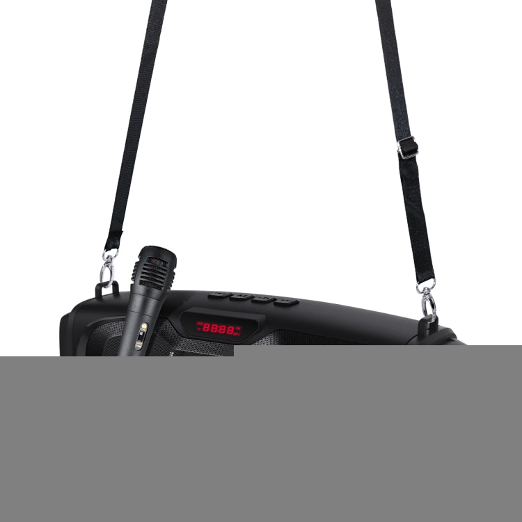 New Rixing NR-6012M Bluetooth 5.0 Portable Outdoor Karaoke Wireless Bluetooth Speaker with Microphone & Shoulder Strap, NR-6012M(Black), NR-6012M(Red), NR-6012M(Blue), NR-6012M(Green)