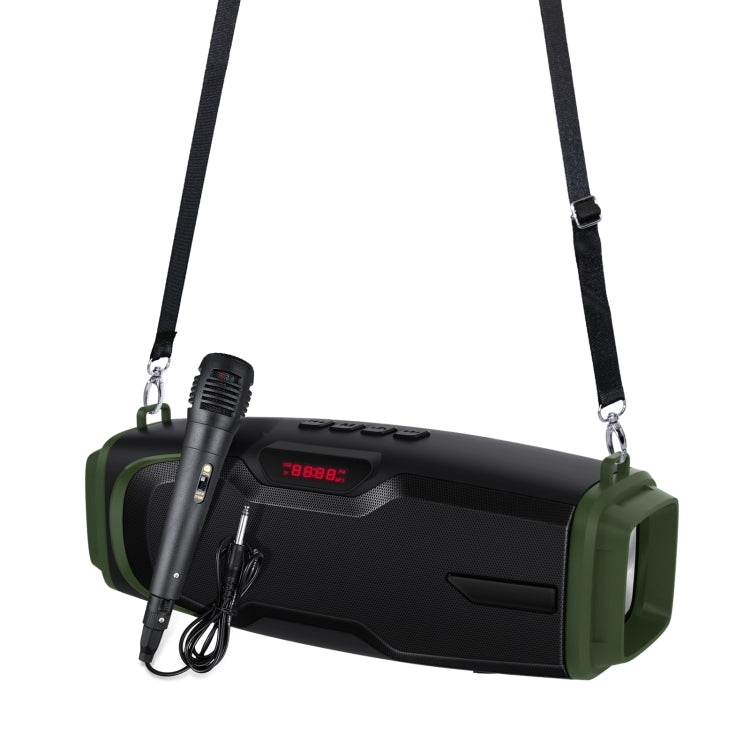 New Rixing NR-6012M Bluetooth 5.0 Portable Outdoor Karaoke Wireless Bluetooth Speaker with Microphone & Shoulder Strap, NR-6012M(Black), NR-6012M(Red), NR-6012M(Blue), NR-6012M(Green)