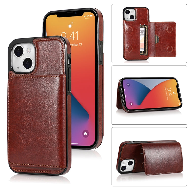 Shockproof PU + TPU Protective Case with Card Slots & Holder, For iPhone 13 mini, For iPhone 13, For iPhone 13 Pro, For iPhone 13 Pro Max