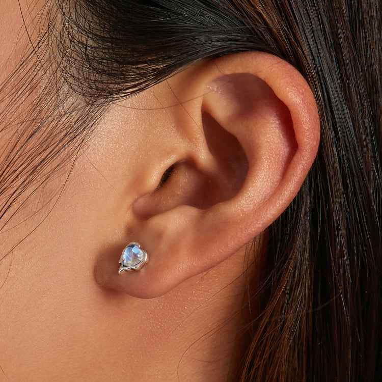 S925 Sterling Silver Heart Shaped Moonstone Women Earrings
