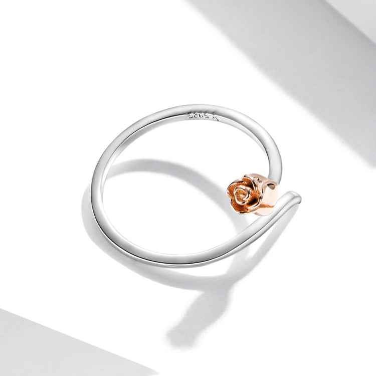 S925 Sterling Silver Rose Women Open Ring