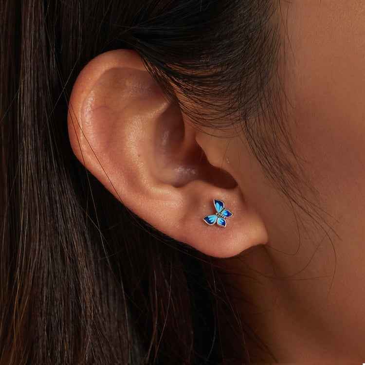 S925 Sterling Silver Butterfly Ear Studs Women Earrings
