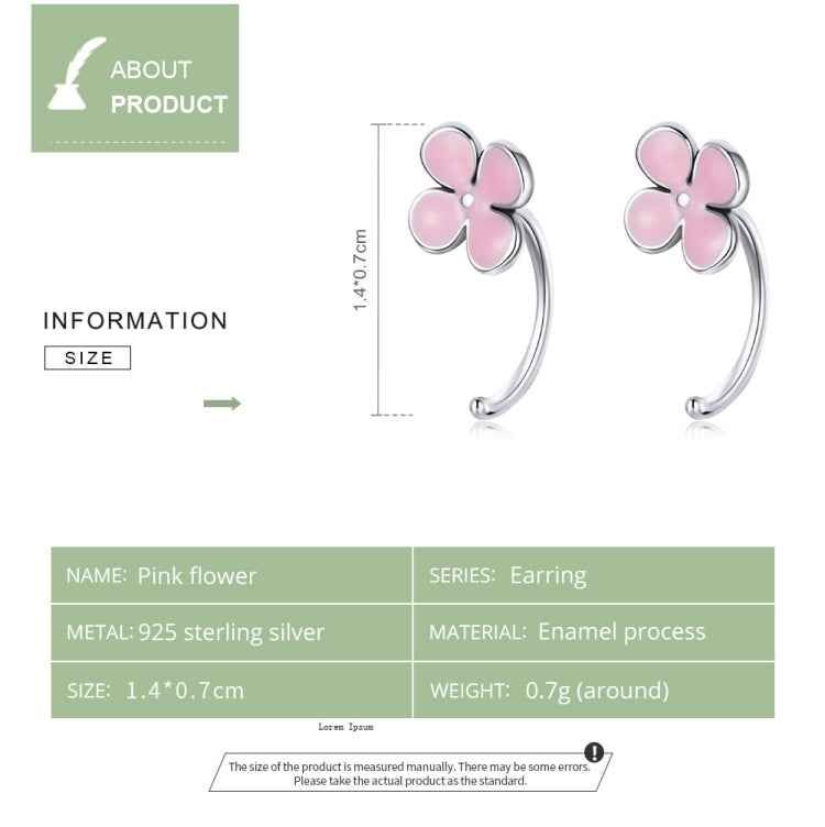 S925 Sterling Silver Pink Flowers Ear Studs Women Earrings