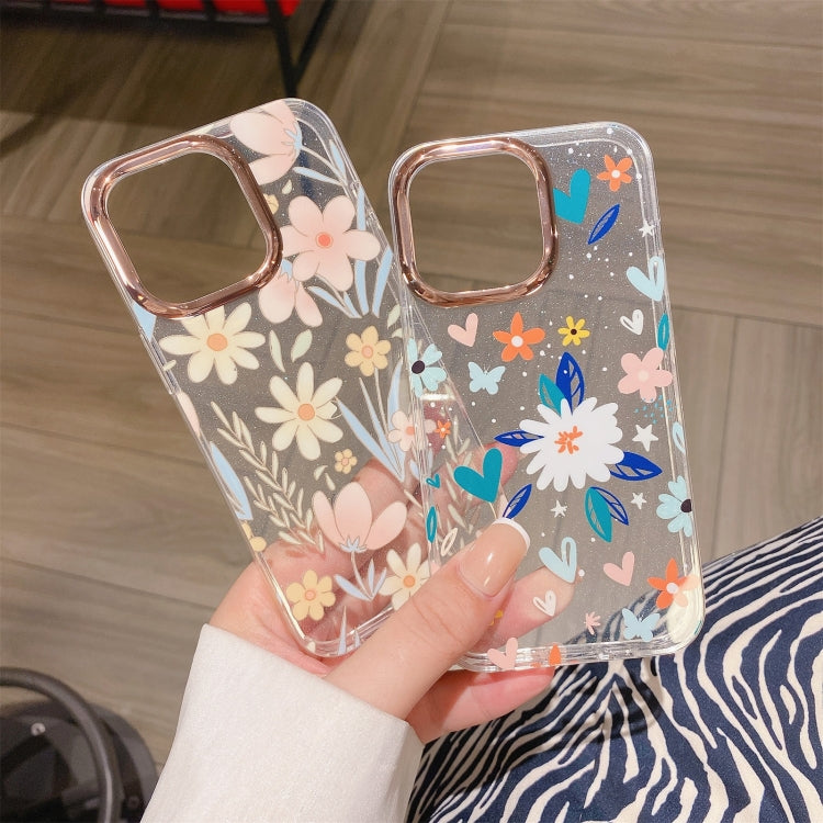 Glitter Powder Electroplating Flower Shockproof Phone Case, For iPhone 13, For iPhone 13 Pro, For iPhone 13 Pro Max, For iPhone 12 / 12 Pro, For iPhone 12 Pro Max, For iPhone 11
