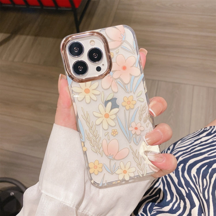 Glitter Powder Electroplating Flower Shockproof Phone Case, For iPhone 13, For iPhone 13 Pro, For iPhone 13 Pro Max, For iPhone 12 / 12 Pro, For iPhone 12 Pro Max, For iPhone 11