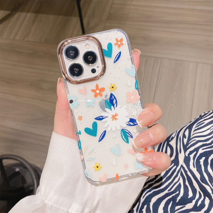 Glitter Powder Electroplating Flower Shockproof Phone Case, For iPhone 13, For iPhone 13 Pro, For iPhone 13 Pro Max, For iPhone 12 / 12 Pro, For iPhone 12 Pro Max, For iPhone 11