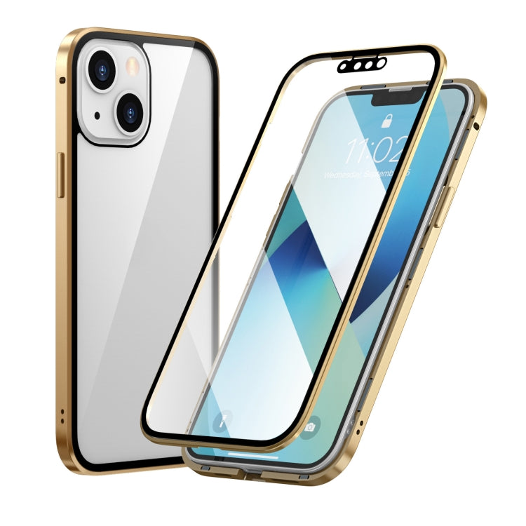 HD Magnetic Metal Frame Double-sided Tempered Glass Phone Case, For iPhone 13, For iPhone 13 Pro, For iPhone 13 Pro Max, For iPhone 13 mini