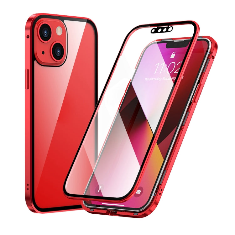 HD Magnetic Metal Frame Double-sided Tempered Glass Phone Case, For iPhone 13, For iPhone 13 Pro, For iPhone 13 Pro Max, For iPhone 13 mini