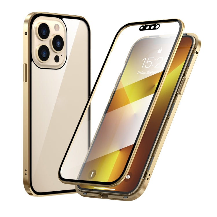 HD Magnetic Metal Frame Double-sided Tempered Glass Phone Case, For iPhone 13, For iPhone 13 Pro, For iPhone 13 Pro Max, For iPhone 13 mini
