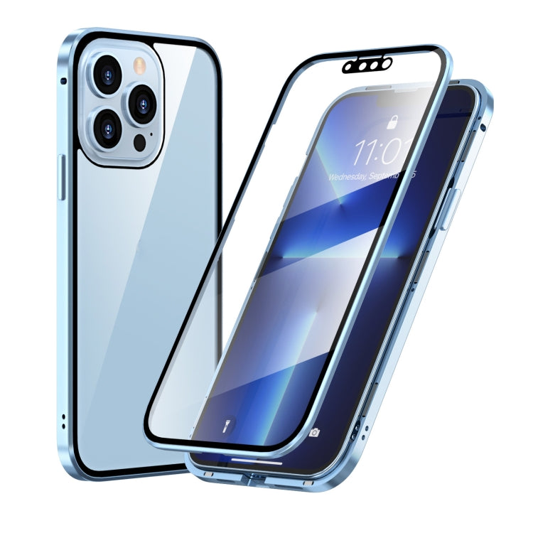 HD Magnetic Metal Frame Double-sided Tempered Glass Phone Case, For iPhone 13, For iPhone 13 Pro, For iPhone 13 Pro Max, For iPhone 13 mini