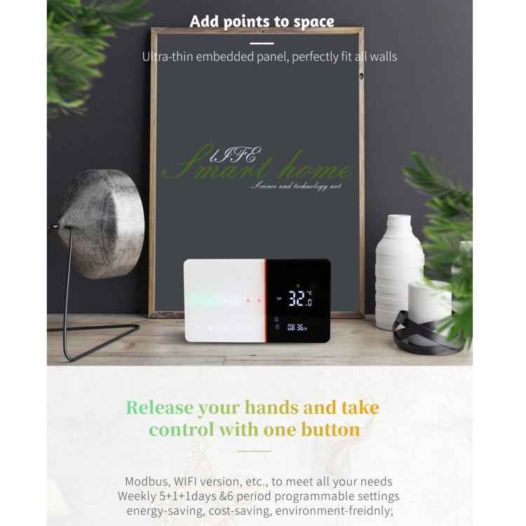 BHT-005-GCLW 220V AC 3A Smart Home Heating Thermostat for EU Box, Control Boiler Heating with Only Internal Sensor & WIFI Connection