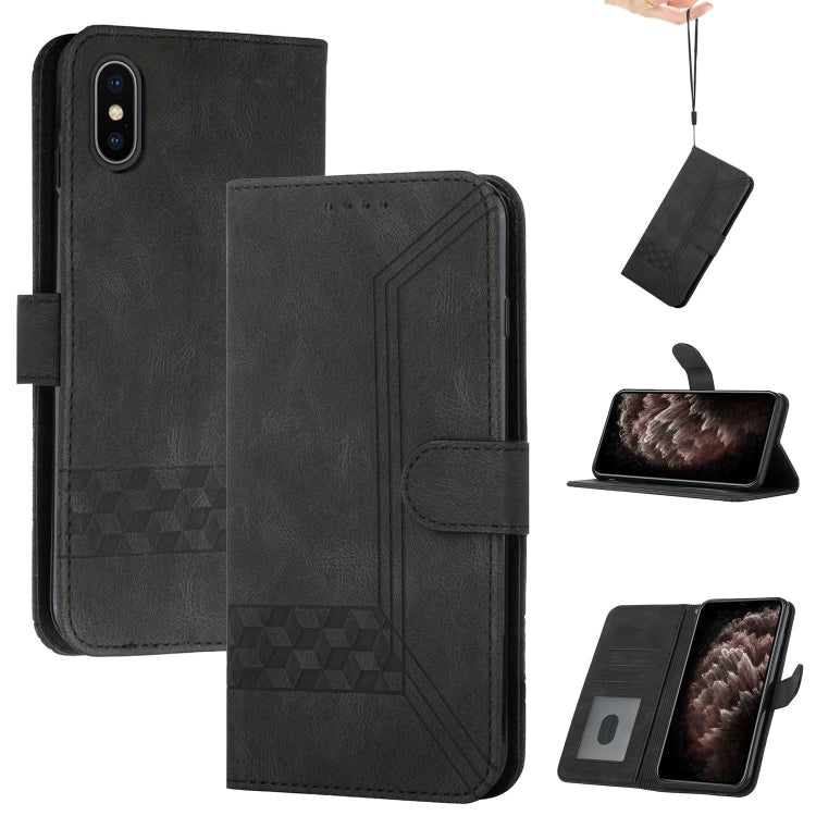 Cubic Skin Feel Flip Leather Phone Case, For iPhone 11 Pro Max, For iPhone X / XS, For iPhone XR, For iPhone XS Max, For iPhone SE 2022 / SE 2020 / 7 / 8, For iPhone 7 Plus / 8 Plus