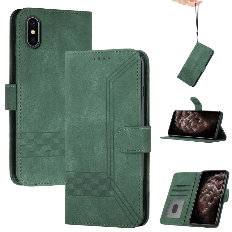 Cubic Skin Feel Flip Leather Phone Case, For iPhone 11 Pro Max, For iPhone X / XS, For iPhone XR, For iPhone XS Max, For iPhone SE 2022 / SE 2020 / 7 / 8, For iPhone 7 Plus / 8 Plus