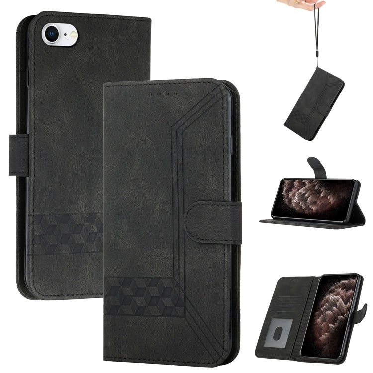 Cubic Skin Feel Flip Leather Phone Case, For iPhone 11 Pro Max, For iPhone X / XS, For iPhone XR, For iPhone XS Max, For iPhone SE 2022 / SE 2020 / 7 / 8, For iPhone 7 Plus / 8 Plus