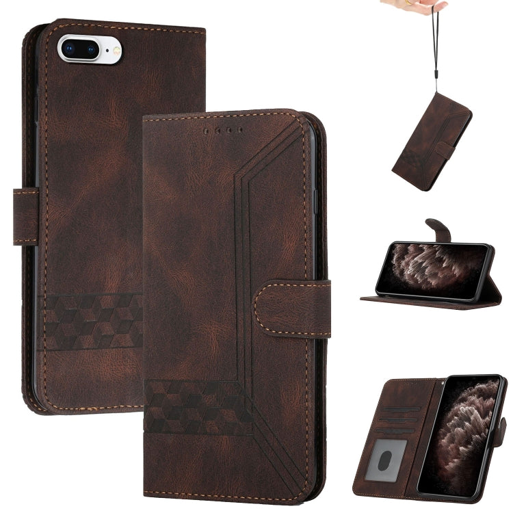 Cubic Skin Feel Flip Leather Phone Case, For iPhone 11 Pro Max, For iPhone X / XS, For iPhone XR, For iPhone XS Max, For iPhone SE 2022 / SE 2020 / 7 / 8, For iPhone 7 Plus / 8 Plus