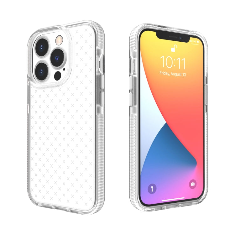 Grid Pattern Shockproof Transparent TPU Phone Case, For iPhone 13 Pro Max, For iPhone 13 Pro, For iPhone 13, For iPhone 13 mini