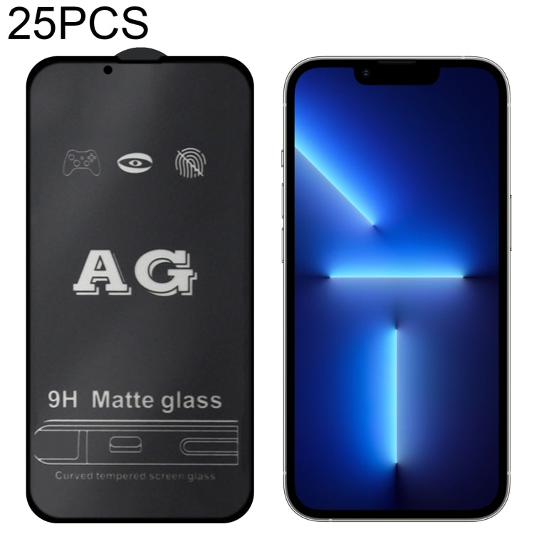 For iPhone 17e / 16e / 13 / 13 Pro 25pcs AG Matte Frosted Full Cover Tempered Glass Film, For iPhone 13 mini (25pcs), For iPhone 17e / 16e / 13 / 13 Pro (25pcs), For iPhone 13 Pro Max (25pcs)