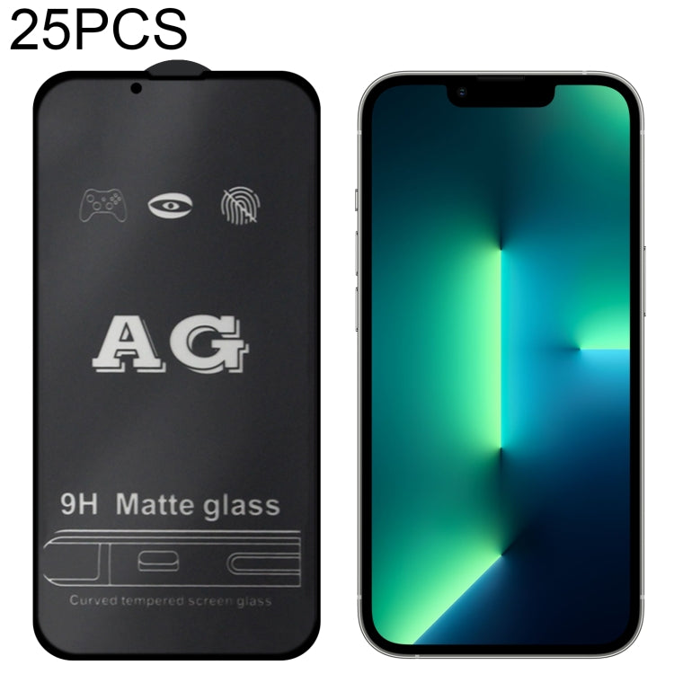 For iPhone 17e / 16e / 13 / 13 Pro 25pcs AG Matte Frosted Full Cover Tempered Glass Film, For iPhone 13 mini (25pcs), For iPhone 17e / 16e / 13 / 13 Pro (25pcs), For iPhone 13 Pro Max (25pcs)