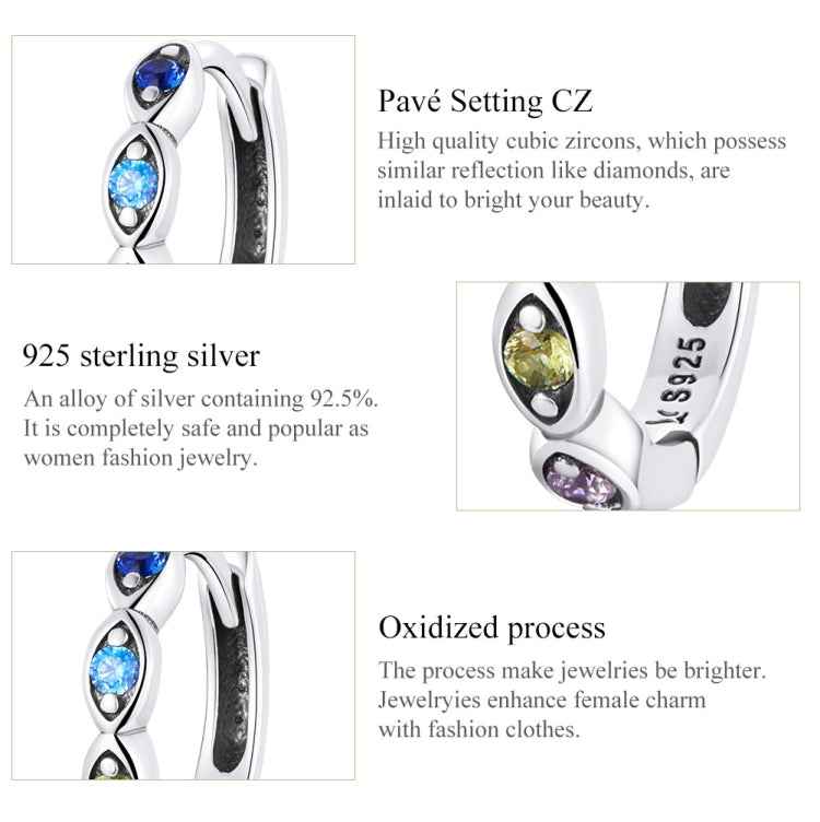 S925 Sterling Silver Devil Eye Zircon Women Earrings