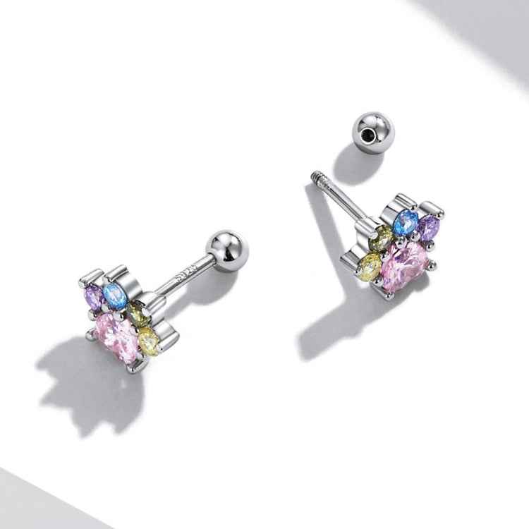 S925 Sterling Silver Color Zircon Cute Claw Ear Stud Women Earrings