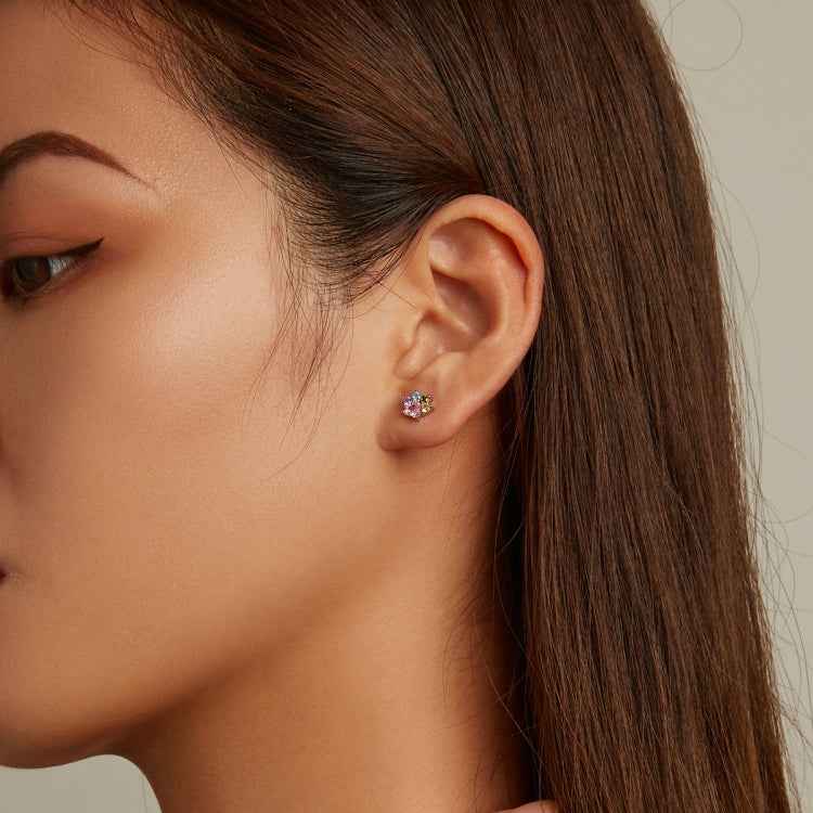 S925 Sterling Silver Color Zircon Cute Claw Ear Stud Women Earrings