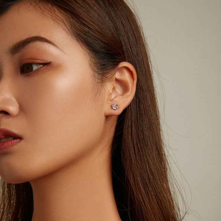 S925 Sterling Silver Color Zircon Cute Claw Ear Stud Women Earrings