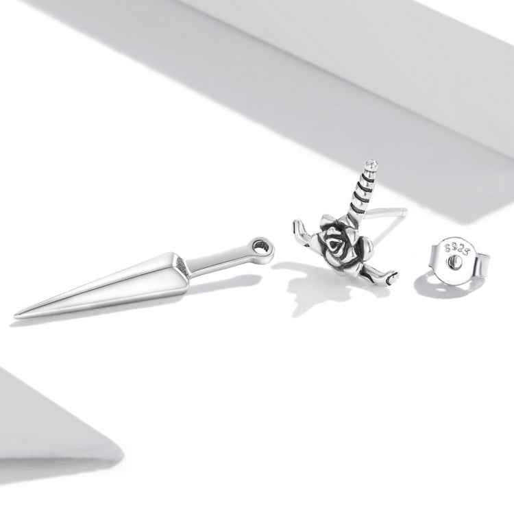 S925 Sterling Silver Rose Dagger Ear Stud Women Earrings