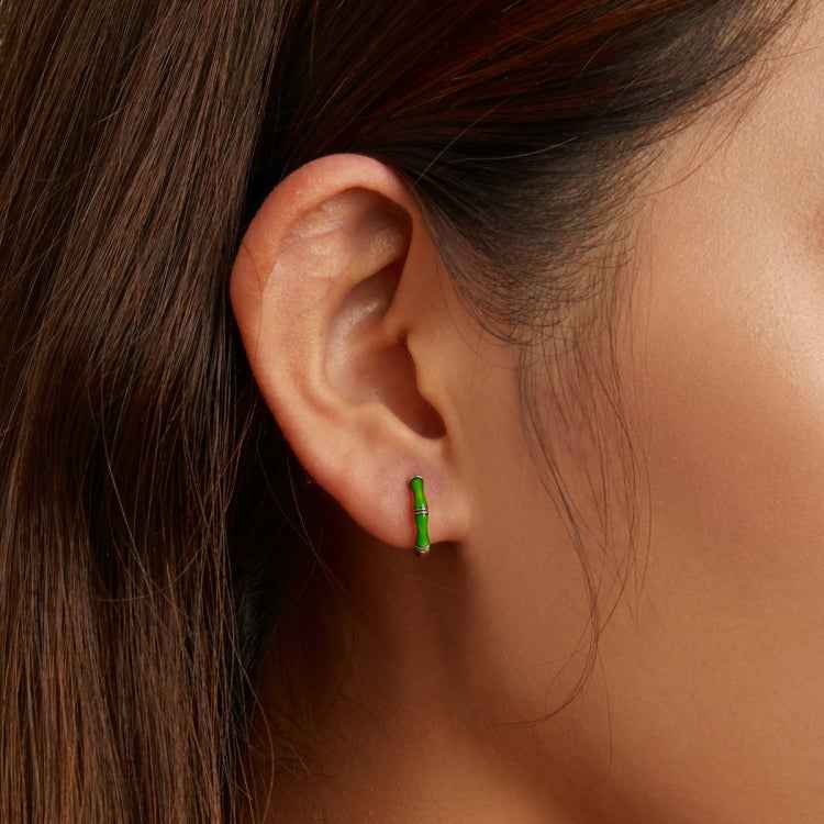 S925 Sterling Silver Bamboo Ear Buckle Women Earrings