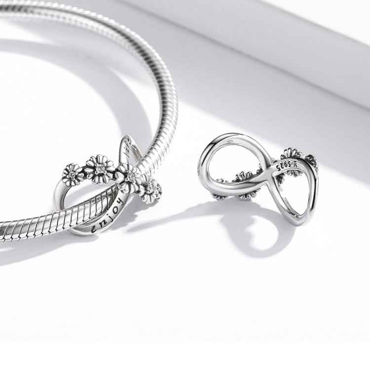 S925 Sterling Silver Infinite Flowers Beads DIY Bracelet Necklace Accessories